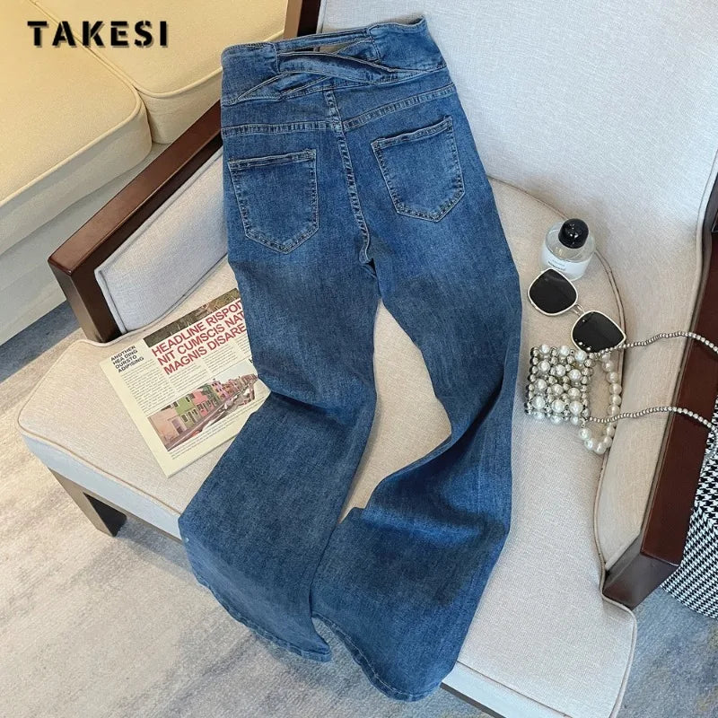 Y2K Harajuku Wide Leg High Waist Flared Jeans High Street Style Pants