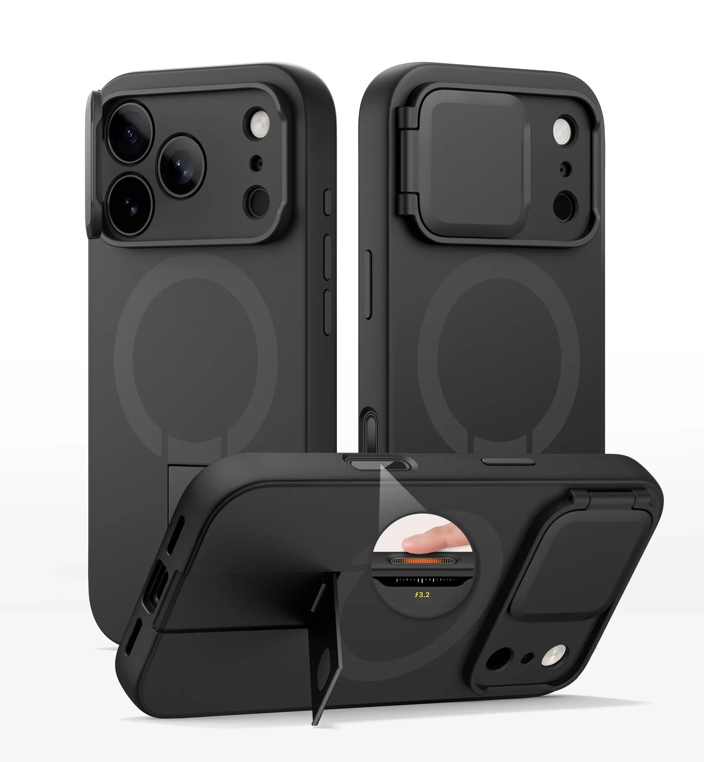 iPhone 17 Pro Max Case Magnetic Protective Cover with Camera Cover Adjustable Metal Kickstand