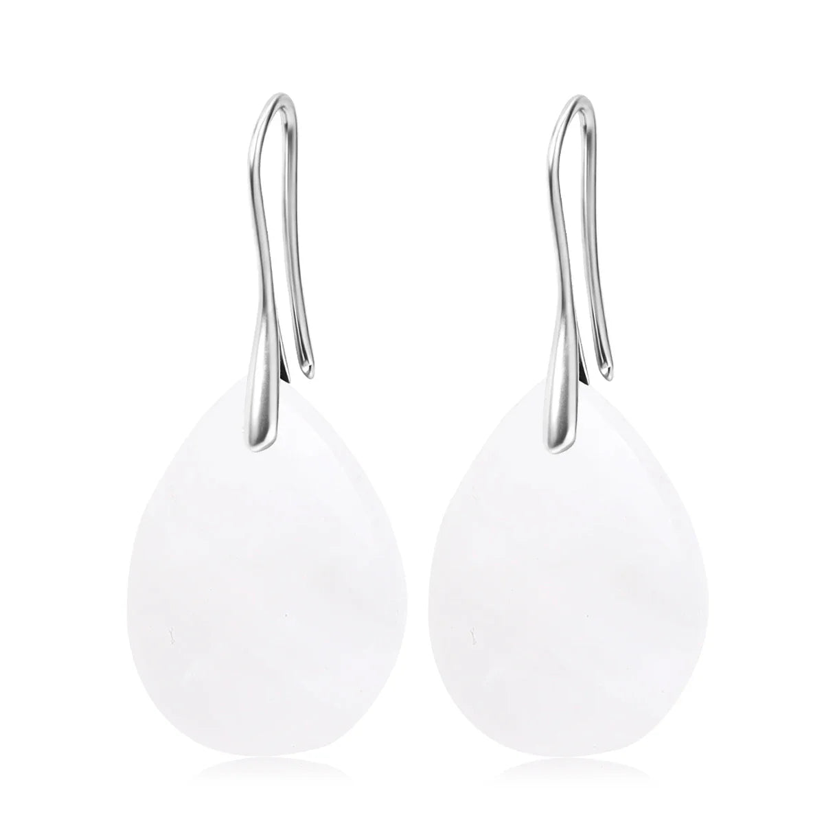 Natural Stone Pendant Women's Teardrop Earrings Elegant Gem Jewelry Creative Gift Black Obsidian Amethyst Rose Quartz Earrings