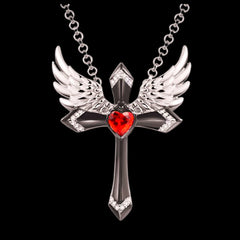 Classic Income Fashion Angel Wings Pendant Necklace Ladies Cross Guardian Jewelry