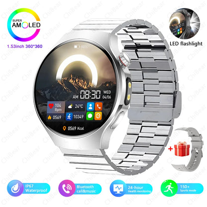 New Smart Watch Men Full Touch Screen Compass Bluetooth Call Flashlight Sports Activity Fitness Heart Rate Waterproof Smartwatch