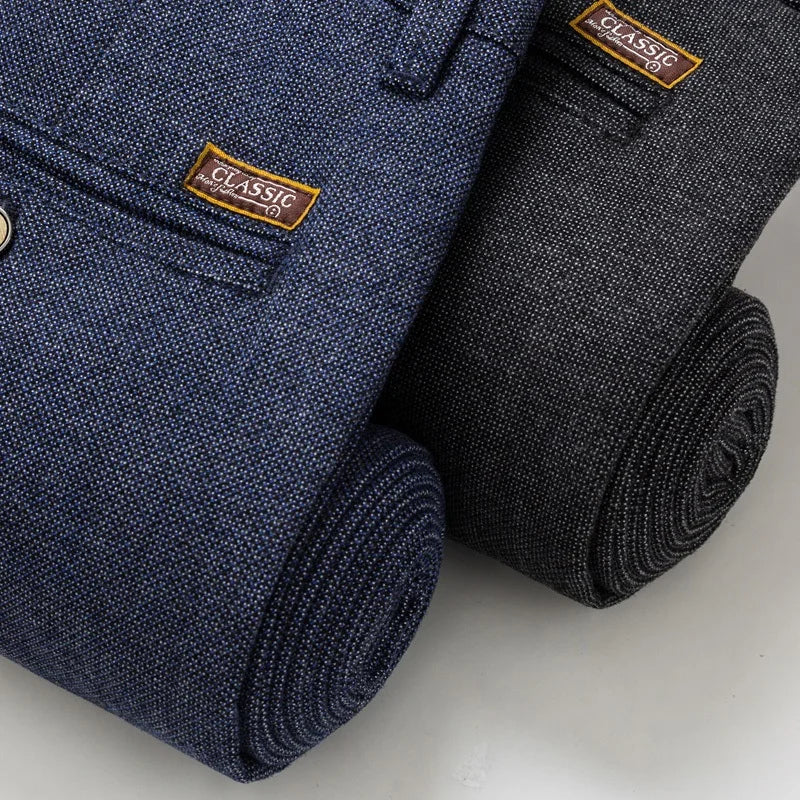 Men's Slim Casual Pants Fashion Business Stretch Trousers Male Brand Plaid
