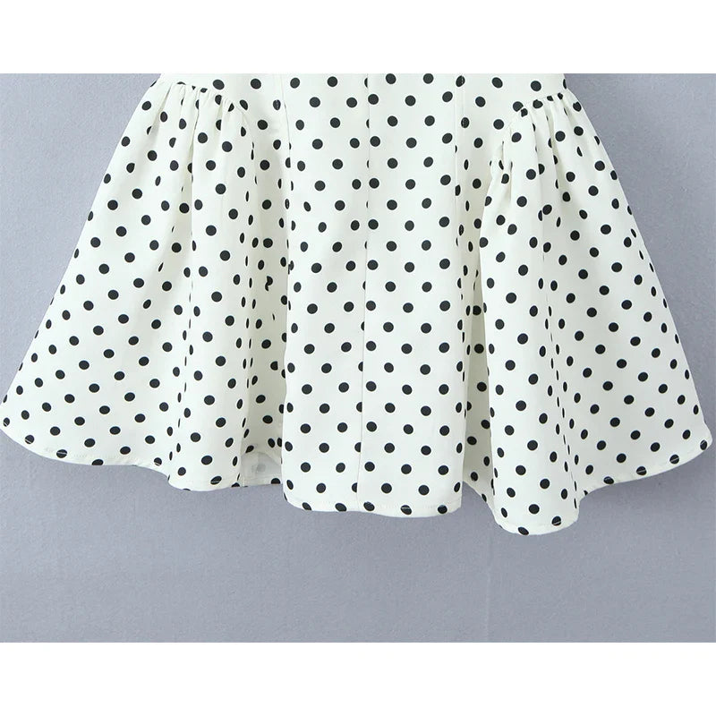 YENKYE French Style Retro Polka Dot Deep V Halter Dress Women Sexy Backless A-line Slim Sweet Elegant Mini Dresses Summer Robe