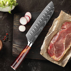 7 Inch Santoku Knife Japanese Laser Damascus Stainless Steel Kitchen Knives