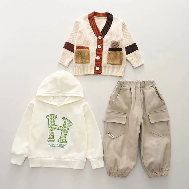 Tracksuit For Boy Sets For Children Boys Sweater Hoodies and Pants 3Pcs Outfit Sets Kids 1 2 3 4 5 Year 2025 New