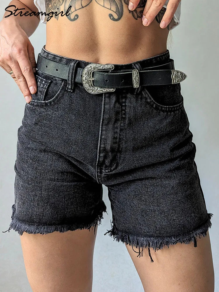 Streamgirl Blue Women's Denim Shorts Summer High Waist Casual Chic Loose Jean Shorts For Women Summer 2025 Denim Short Femme