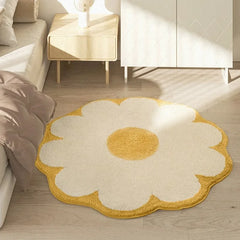 Round Flower Fluffy Carpet Bedside Plush Rug Cushion Girl Bedroom Children's Room