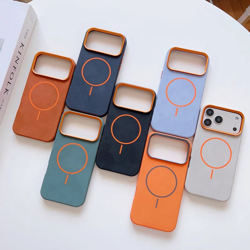 For iPhone 17 Pro Max 17 Air Case Magnetic Elephant Skin Pattern Ultra-thin Metal Lens Protection Wireless Charging Cover