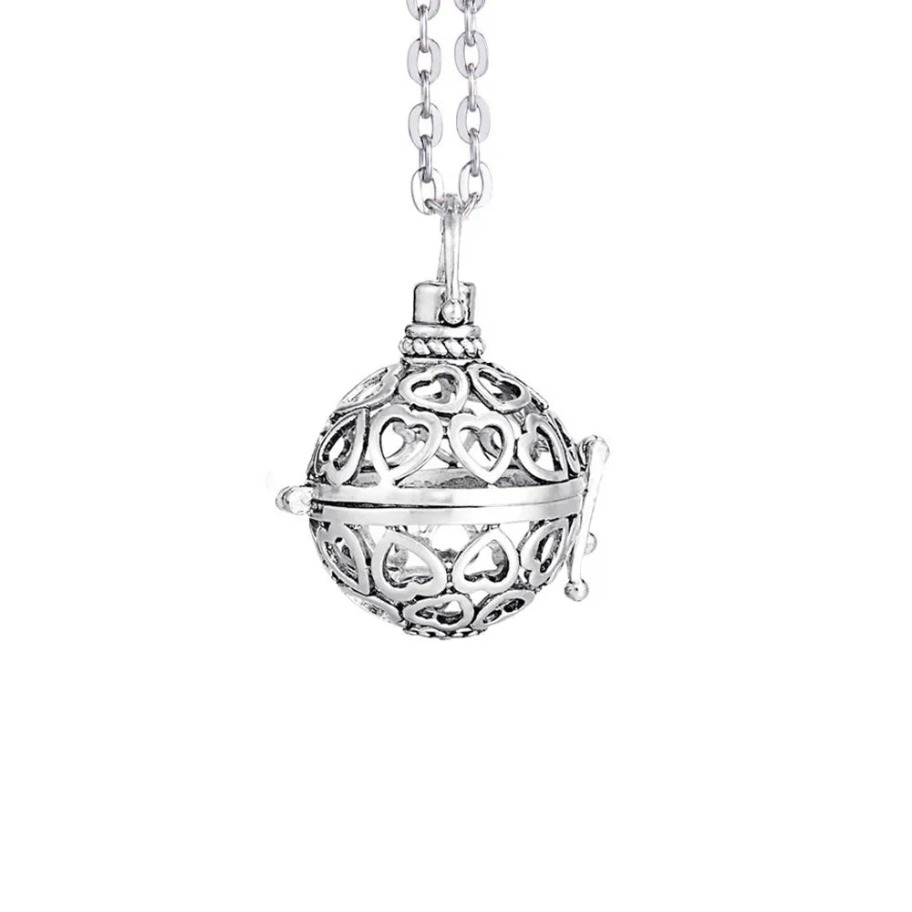 Music Chime Mexico Angel Ball Caller Locket Necklace Antique Vintage Pregnancy Essential Oil Diffuser Aromatherapy Necklace