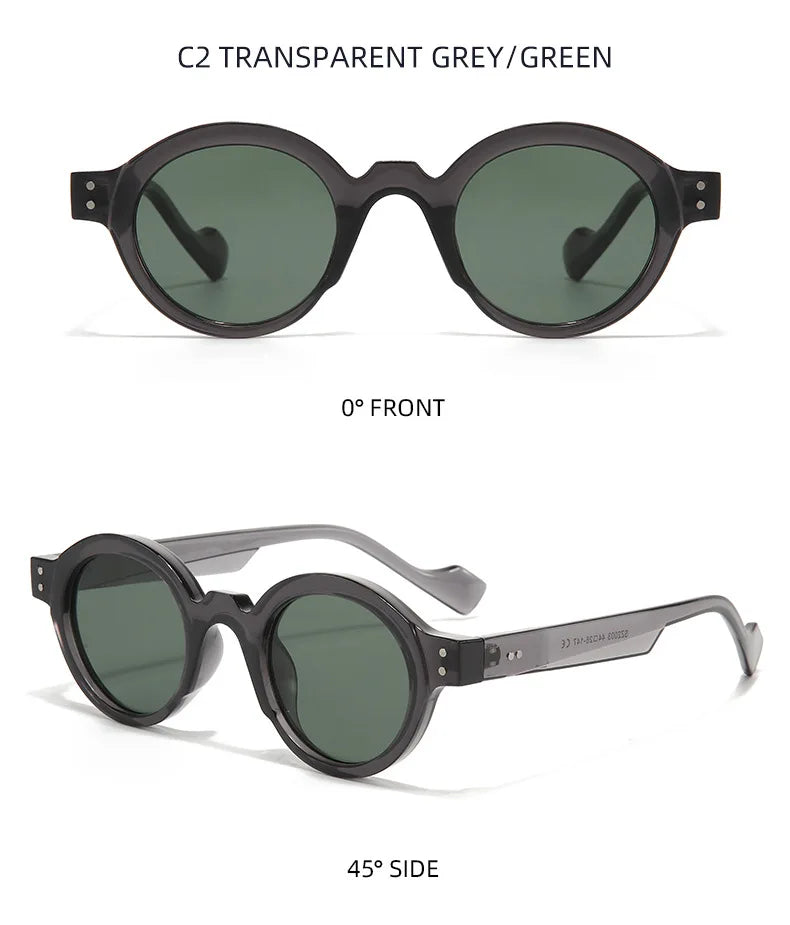 Round Sunglasses Men Punk Double Color Shades UV400 Retro Rivets Decoration Women Trending Sun Glasses Clear Lens Frame