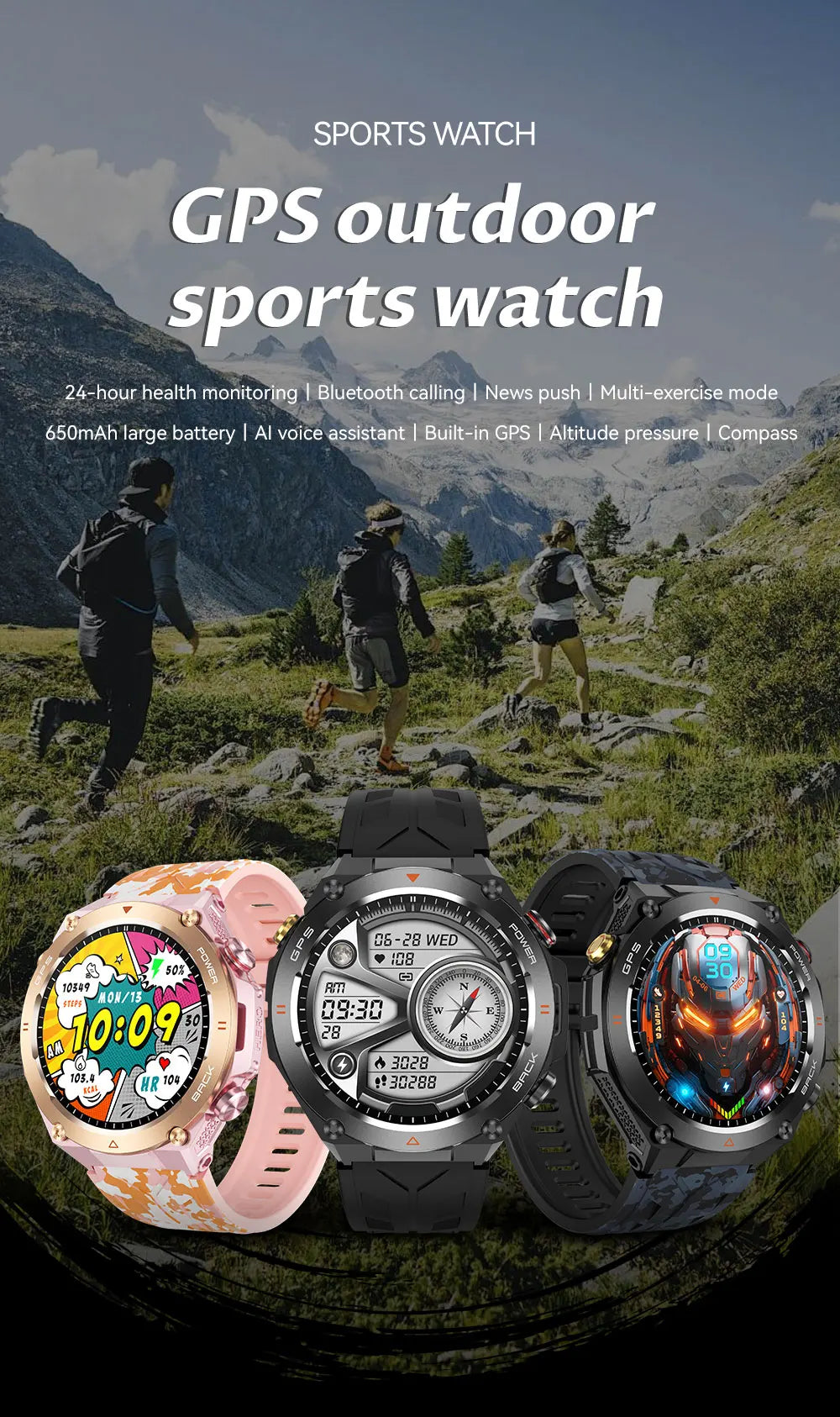 Xiaomi GPS Sports Smart Watch Men Waterproof Fitness Tracker Bluetooth call