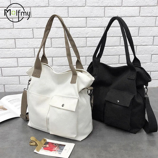 Fashion Canvas Bags students Handbag Shoulder Bag Large Capacity Solid