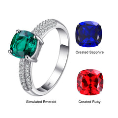 JewelryPalace Green Simulated Nano Emerald Created Ruby Ring 925 Sterling Silver