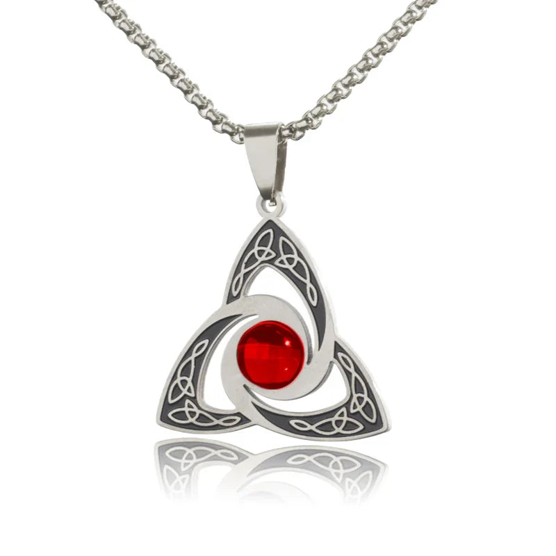 Witchcraft Witch Knot Necklace Irish Trinity Knot Triple Spiral Pendant Stainless Steel Ankh Cross Pentagram Amulet Jewelry