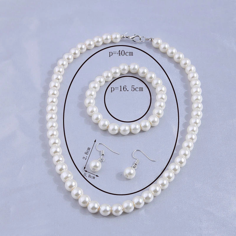 Vintage Simulated Pearl Jewelry Sets for Women Fashion Statement Necklace