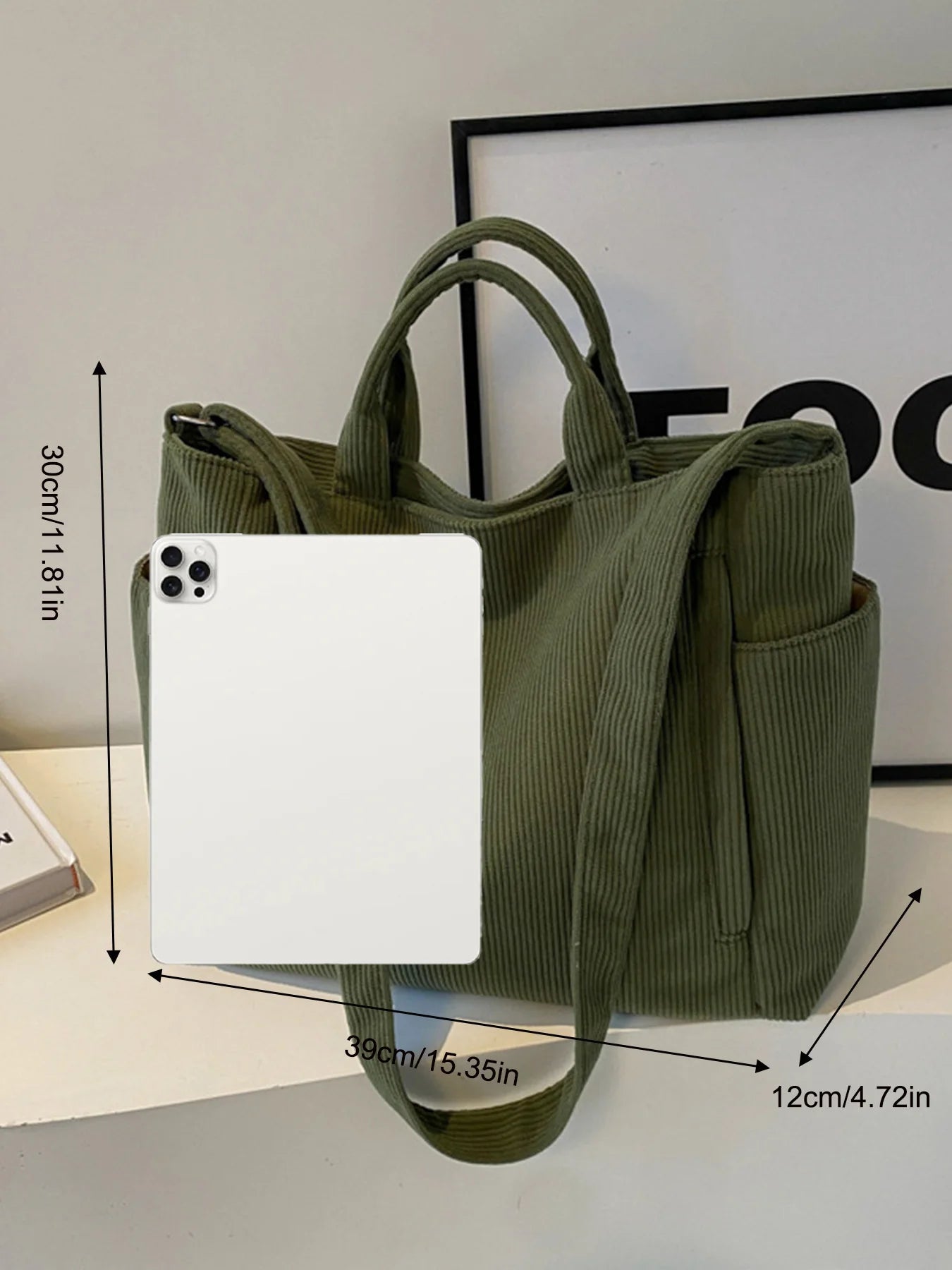 Fashion Versatile Shoulder Bag College Wind Commuting Corduroy Square Bag Unisex