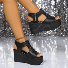 Casual Basic High Heel Rubber Sandals for Women Summer Wedges Ladies Shoes