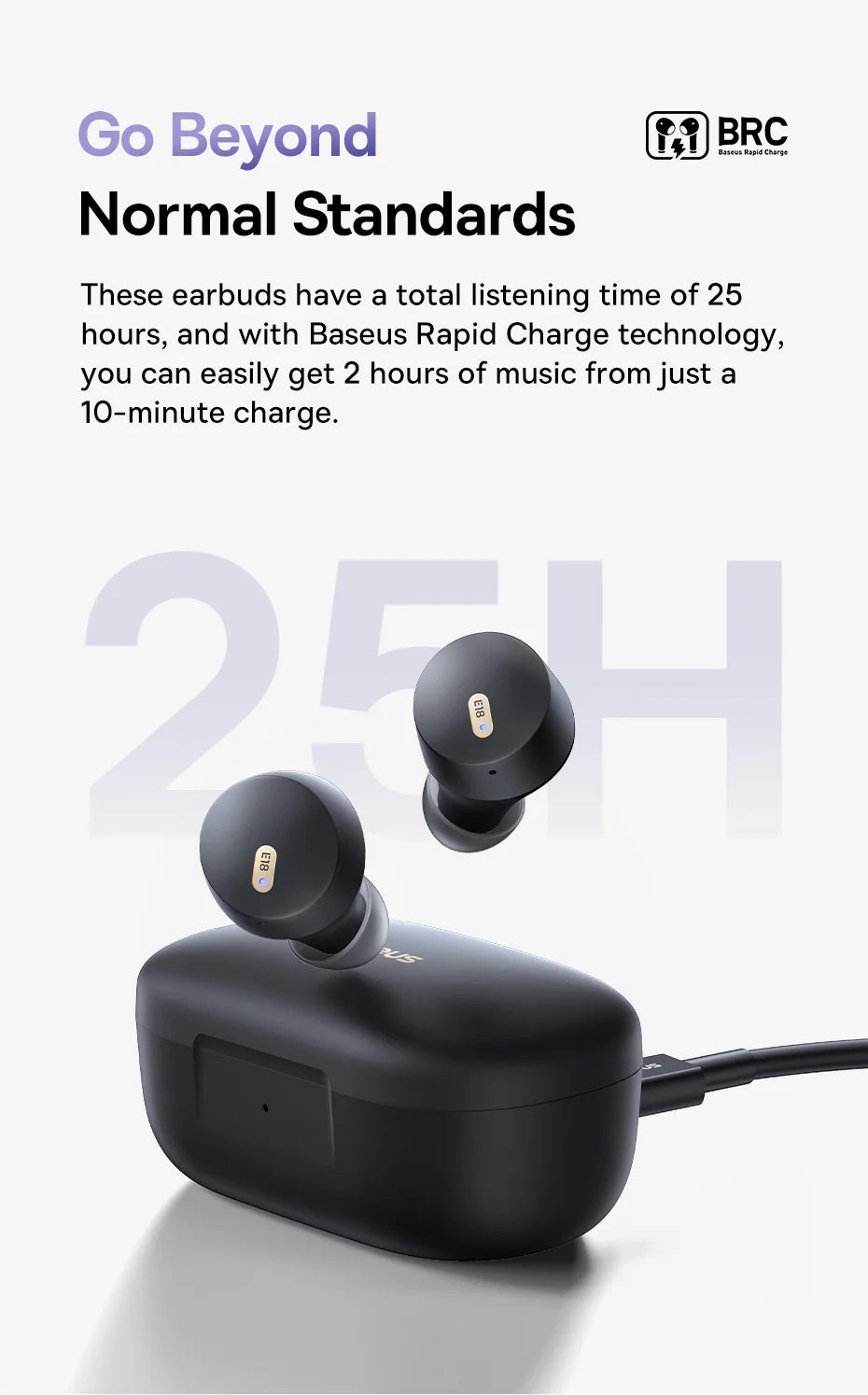 Baseus Bowie E18 True Wireless Earbuds Bluetooth 5.3 AI ENC Earphones 25H Long Playtime IPX4 Waterproof Mini bean earbud