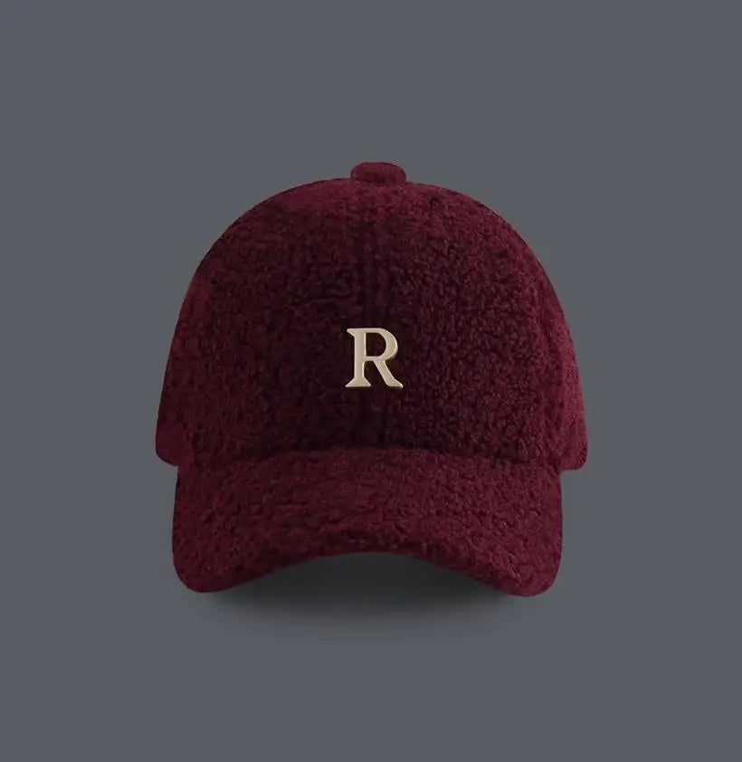 Baseball Cap Winter Hats For Women Men Unisex Letter Metal Logo Imitation Cashmere Keep Warm Simple Casual Winter Cap New Velvet