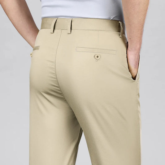 Spring Summer Lyocell Men's Pants Luxury Solid Color Elasticity Business Casual