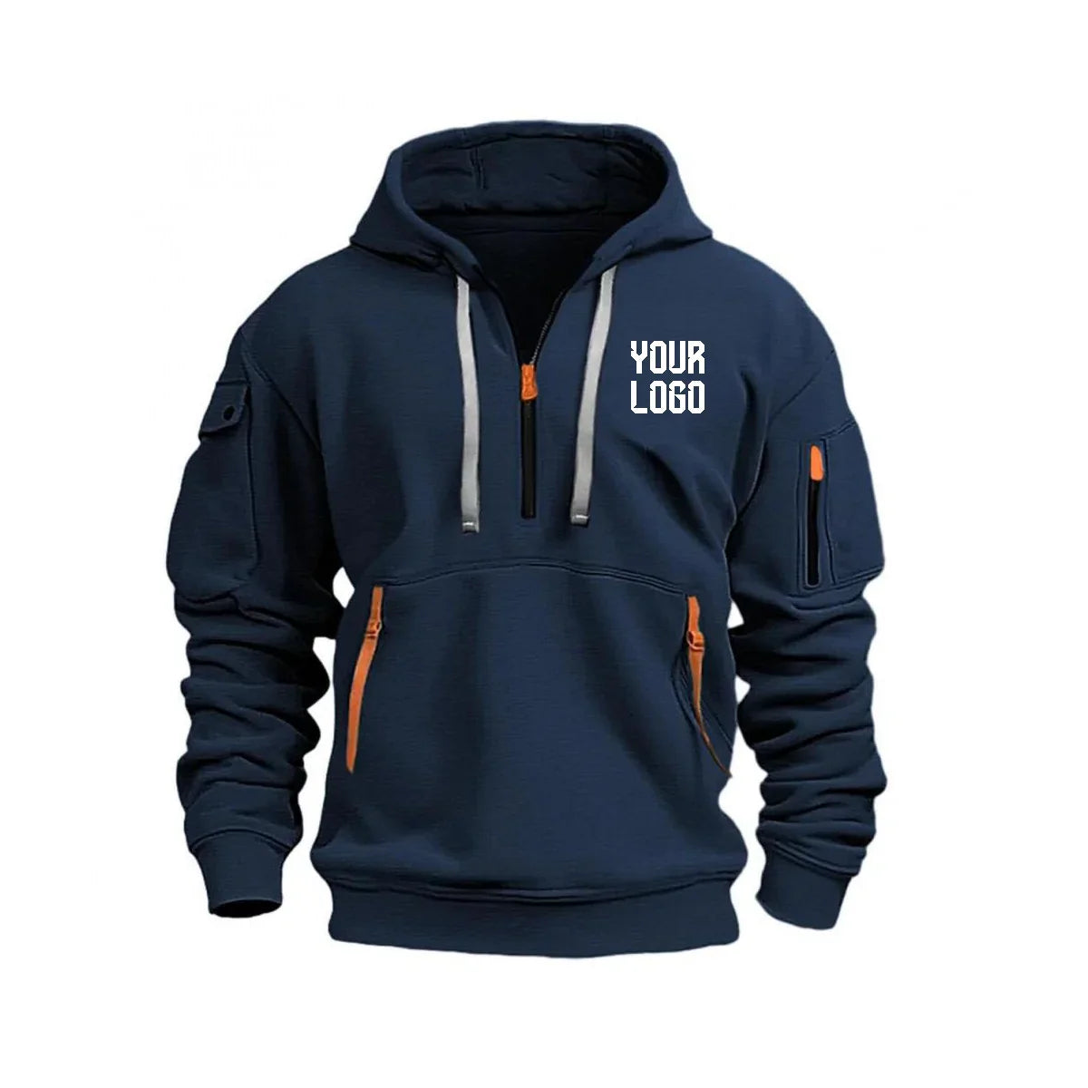 2025 new men's and women's multi pocket ribbon zipper wool hooded casual shirt loose pullover fashionable sports shirt top