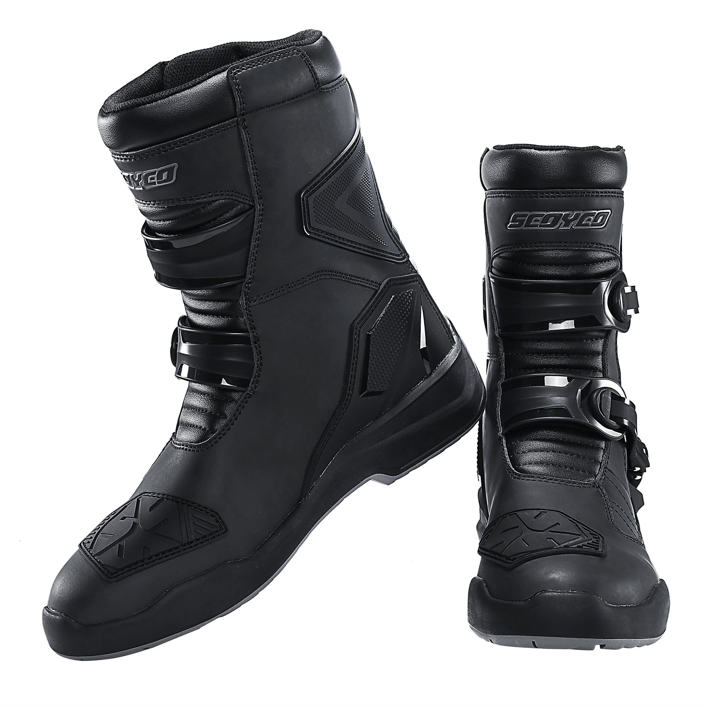 SCOYCO Retro Motorcycle Boots Cowhide Waterproof Mid-Calf Long Boots Riding Motocross Bota Motorbike Botas Motocross Shoes
