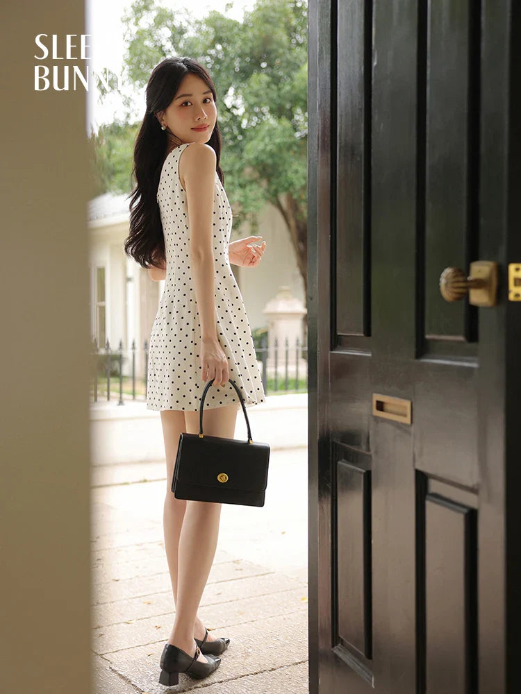 French Black Sleeveless Mini Dress Women Summer Slim Fit A-Line One-Shoulder Strap Dress Petite Elegant Casual Vacation Outfit
