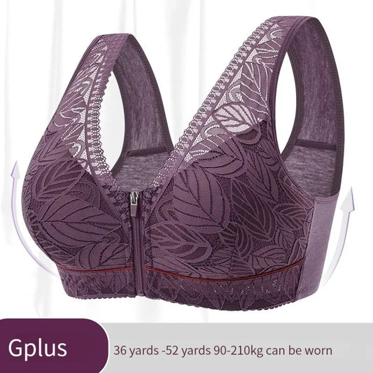Sports yoga bra cotton cups front zipper underwear breathable women
