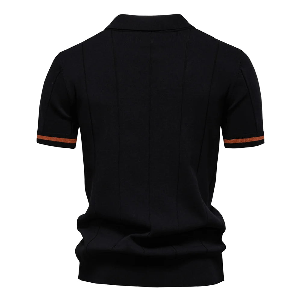 AIOPESON Men's Solid Color Sport Zipper Polo Shirt Athletic Social Polo Shirts for Men Office Slim Fit Polo