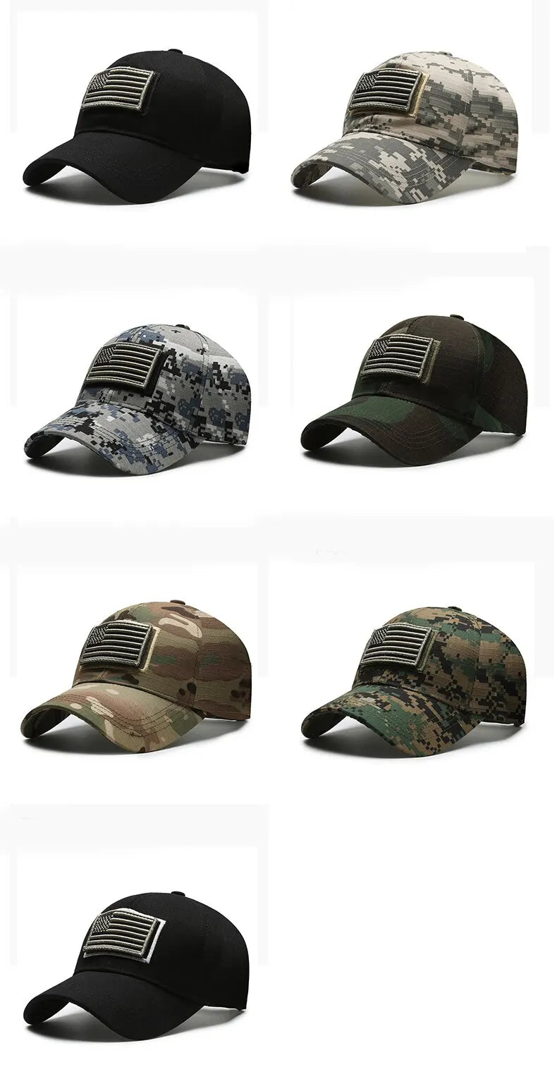 American Flag Camouflage Sticker Embroidered Baseball Cap Net Hat Men's Outdoor Velcro Cap