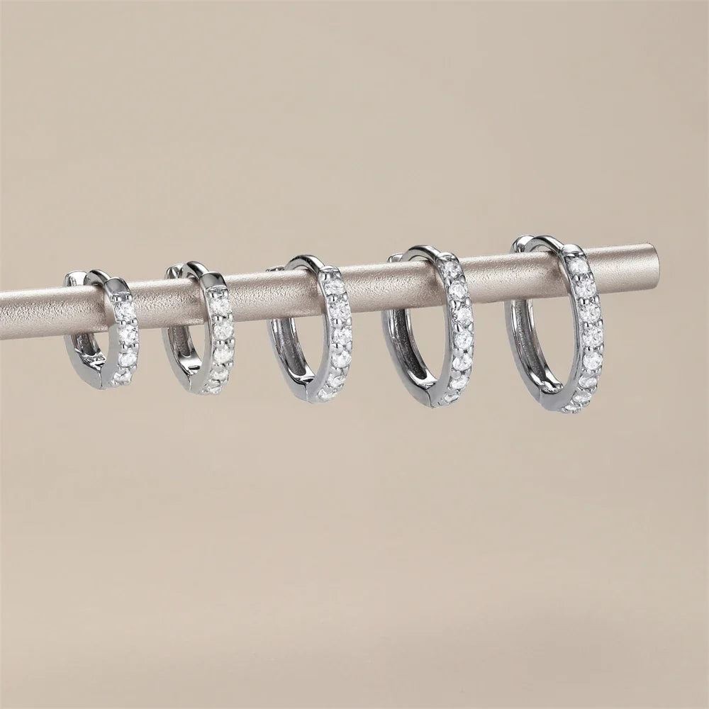 Silver 925 1 pair Women Small Hoops Earring Piercing Ear Cartilage Tragus Simple Thin Circle Anti-allergic Ear Buckle