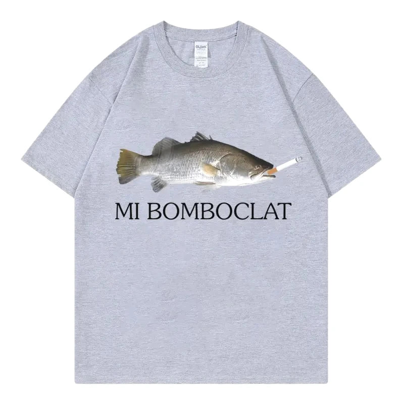 Funny Bomboclat Fish Meme T-shirt High Street Fashion Trend Y2k Short Sleeve T-shirts Women Harajuku Vintage Style T Shirts