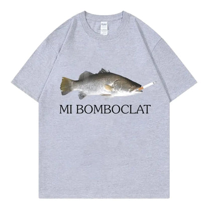 Funny Bomboclat Fish Meme T-shirt High Street Fashion Trend Y2k Short Sleeve T-shirts Women Harajuku Vintage Style T Shirts