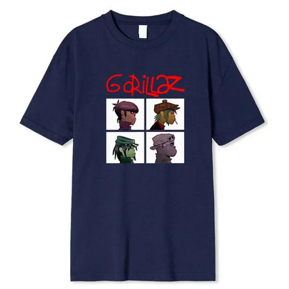 Rock Print T-Shirts Music Band Gorillazs Punk 90s Casual Fashion New Men Short Sleeve Plus Size Pure Cotton T-Shirt Unisex