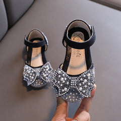 Summer Girls Flat Princess Sandals Fashion Sequins Bow Rhinestone Baby Shoes