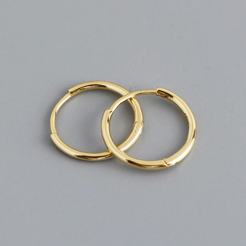 WANTME 925 Sterling Silver Minimalist Glossy Circle Hoop Earrings for Women Fashion Simple Ear Bone Piercing Jewelry Accessories