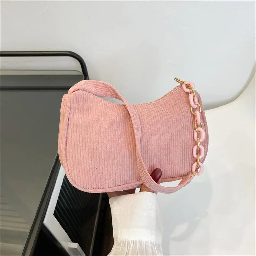 Mini Fashion Women'S Shoulder Bag Felt Solid Color Retro Underarm Bags