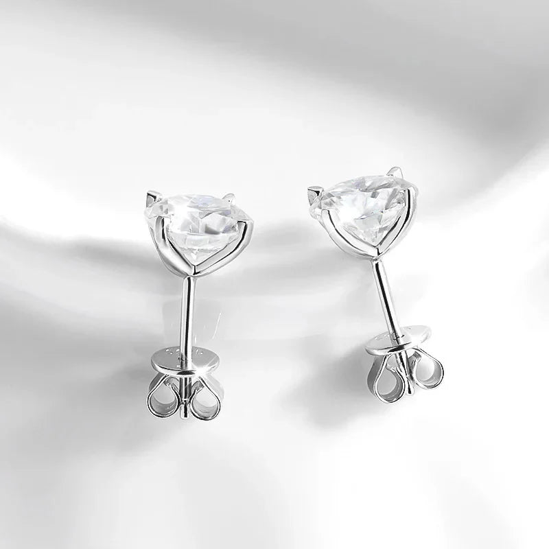 Smyoue Each 0.2-2CT Certified Moissanite Stud Earrings for Women 4 Claw Sparkling Wedding Party Jewelry Sterling Silver S925