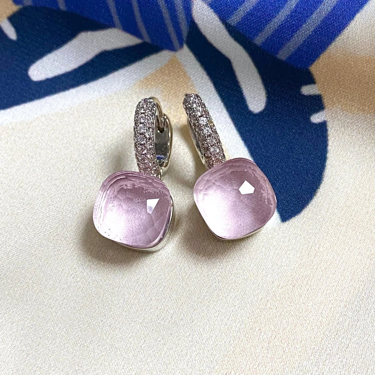 Classic Candy Color Earrings Inlay Transparent Zircon 27Colors Crystal Earrings Platinum Plated Fashion Jewelry For Women