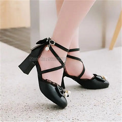 Children Ankle Strap High Heels Girls Wrap Toe Princess Kids Beach Sandals Baby Toddler Student Party Dance Shoes