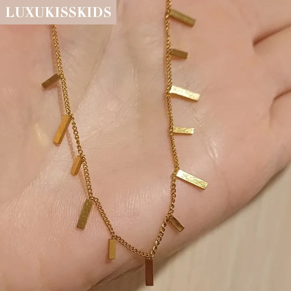 LUXUKISSKIDS Woman Collier бижутерия Golden Chains Necklaces Bohemia Star Heart Elegant Stainless Steel Jewelry Trendy
