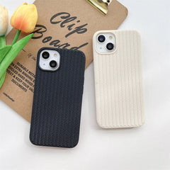 Solid Color Woven Braid Pattern Phone Case For iPhone 16 Pro Max 15 14 Plus 13 12 11 Soft Protective Shockproof Cover