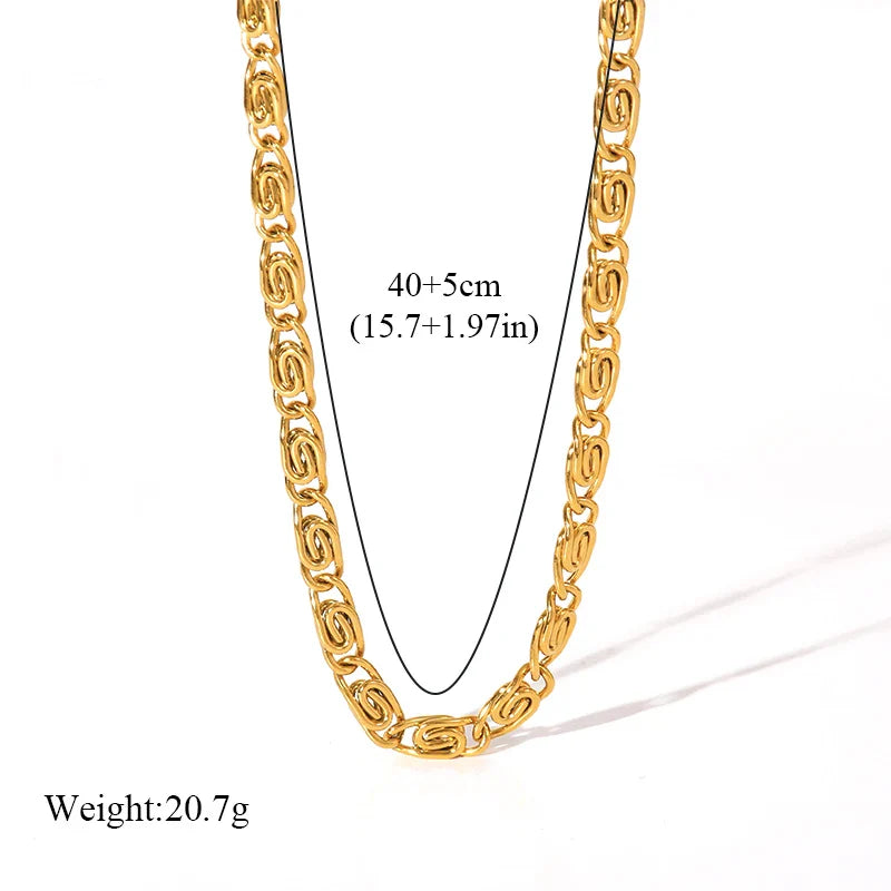 EILIECK 316L Stainless Steel Metal Chain Necklace For Women Fashion 18K Gold Plated Neck Chain Waterproof Jewelry Lady Gift
