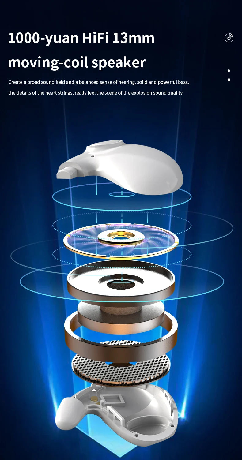 Sleep Invisible Stereo Headset IPX5 Waterproof Wireless Bluetooth Earphone Earbuds with Mic for Phone Bluetooth 5.3 Headphones