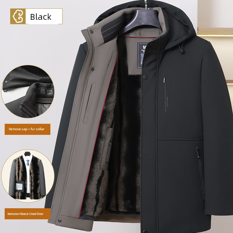 Dad Fleece-lined Middle-Aged and Elderly Grandpa Winter Clothing Coat