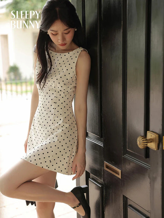 French Black Sleeveless Mini Dress Women Summer Slim Fit A-Line One-Shoulder Strap Dress Petite Elegant Casual Vacation Outfit