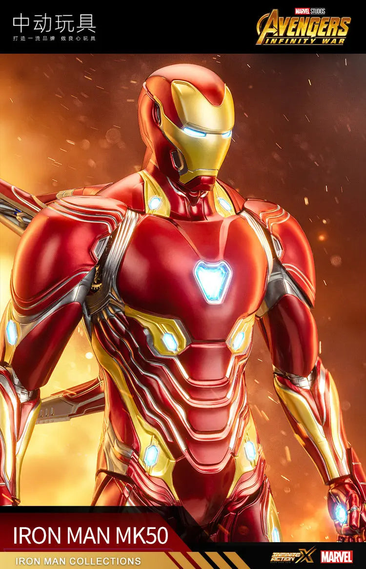 ZDTDS Original 1/5 36CM Iron Man MK50 MK3 LED lighting 10th Anniversary Memorial Collect Tony Stark Model Action Figure Gift