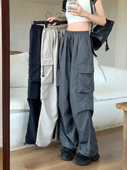 Women Streetwear Cargo Pants Vintage Fashion High Waist Baggy Trousers