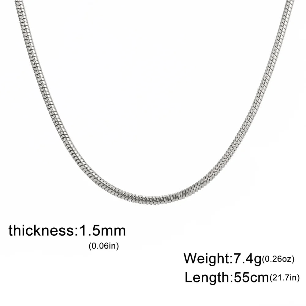 My Shape Round Snake Chain Necklace for Women Men Stainless Steel Link Chain 0.9mm 1.2mm 2mm Chains Choker Fashion Jewelry Gifts