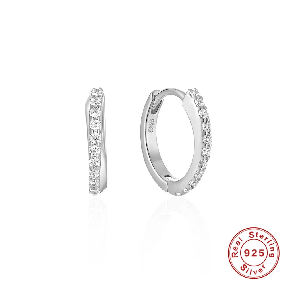CANNER Ins Star Anise 925 Sterling Silver  Earring For Women Hoop Earrings Crystal Fine Jewelry Glossy 18K Gold Mom Gift Trend